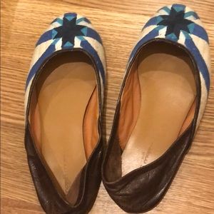 Woven blue star print ballet flat (